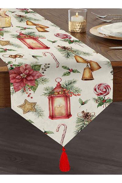 Realhomes Şamdan Tasarımlı Yılbaşı Konseptli Dijital Baskılı Modern Püsküllü ...