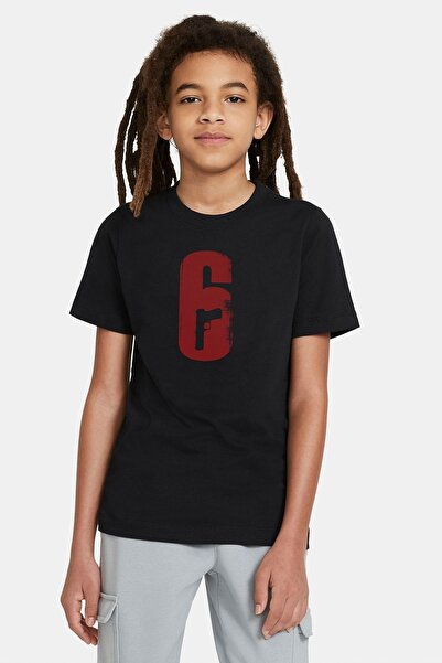 QIVI Unisex dečja crna majica Rainbow Six 6 Štampano