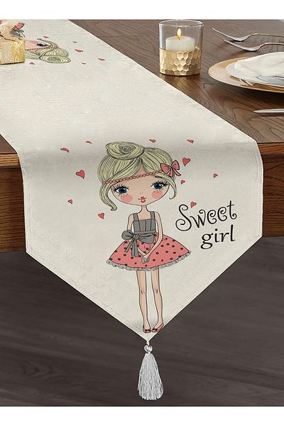 Realhomes Sweet Girl Special Design Ψηφιακή τυπωμένη διακοσμητική φούντα σενίλ Τρίγωνο Runner