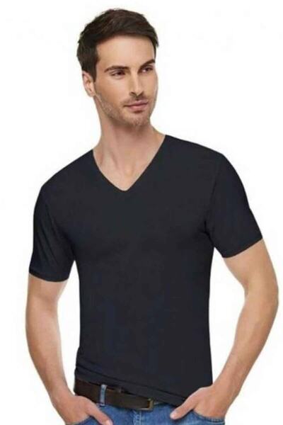 Putrenda Ανδρικό εσώρουχο Tutku Elit Elastan με λαιμόκοψη σε σχήμα V, μαύρο