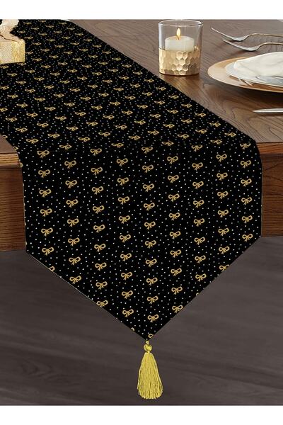 Realhomes Siyah Zeminde Gold Detaylı Fiyonk Çizimli Dijital Baskılı Özel Tasa...