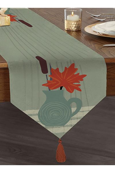 Realhomes Vază cu model imprimat digital cu design special cu smocuri din chenille triunghiular pe podea pastel