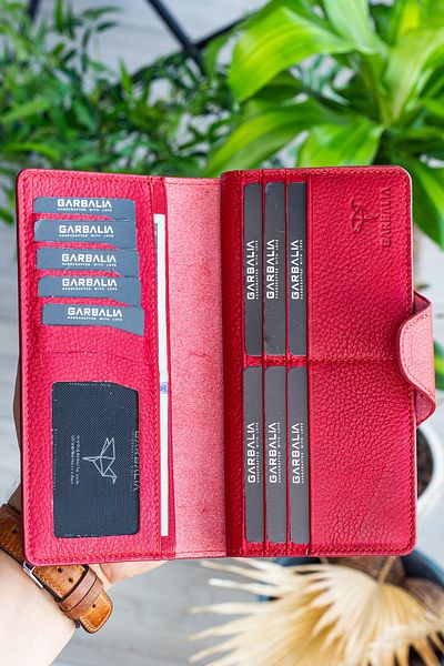 Garbalia Martha Genuine Leather Red Unisex Portfolio Wallet