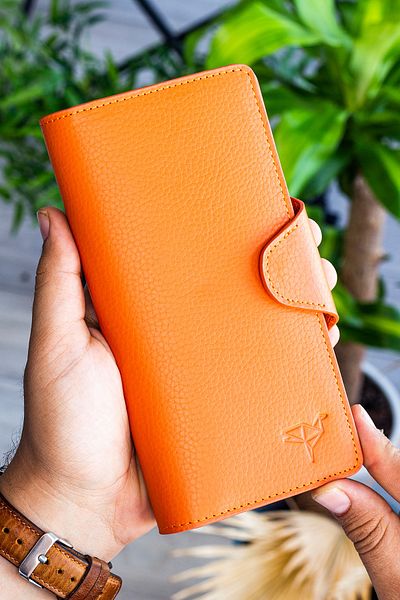 Garbalia Martha Genuine Leather Orange Unisex Portfolio Wallet