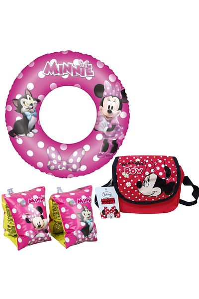 Minnie Mouse 3-6 Years Old Licensed Sea and Pool Children's Lifebuoy and Swimming Set with Sleeve Carry Bag