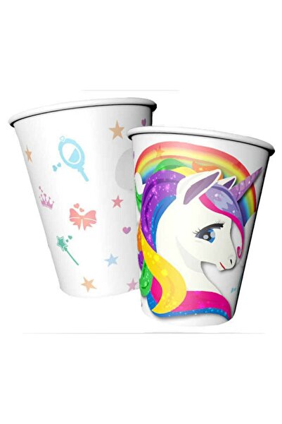 Parti dolabı Unicorn Rainbow Karton Bardak 8'li