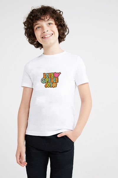 QIVI Tricou alb pentru copii unisex