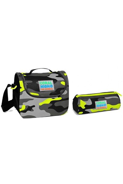 Yaygan Çanta Coral High Soldier Camouflage Boy's Nutrition and Pen Holder Set