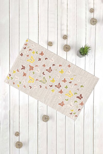 Evsebu Renkli Kelebek Desen Çok Amaçlı Banyo Paspası