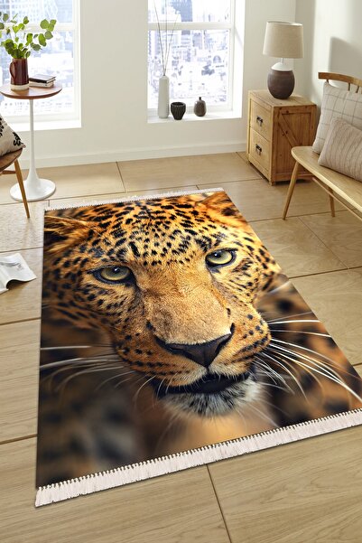 Modern home Leopar Kaplan Desenli Dijital Baskı Kaymaz Taban Makinada Yıkanab...