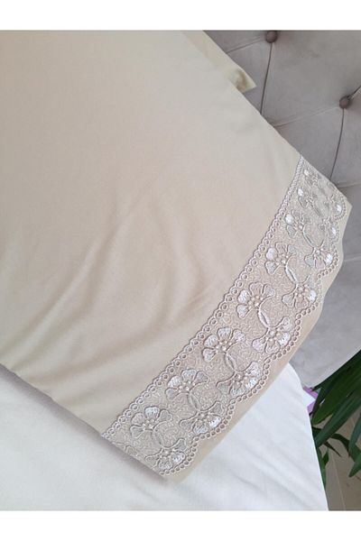 Çeyiz Bahçesi Γαλλική δεμένη μαξιλαροθήκη Cappuccino Freesia 50&70