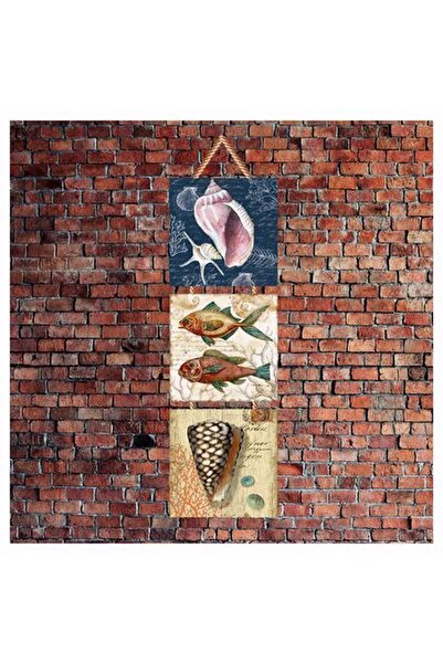 Cakatablo Γράμματα από κοχύλια με στάμπα ψαριών 14x14 εκ. 3 τεμάχια