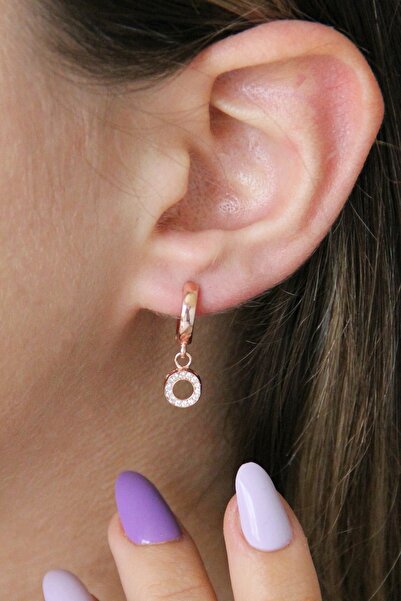 Argentum Concept O Harfi Sallantılı 925 Ayar Gümüş Rose Tek Küpe - 12080402