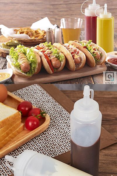 QNİAY 4 قطع وعاء صلصة الخل الزيتي مع غطاء 700 مل كاتشب مايونيز زجاجة منزلية للمقهى