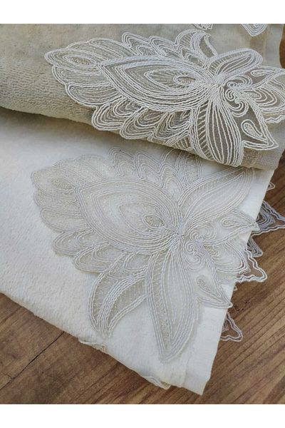 Çeyiz Bahçesi Σετ πετσετών βελούδου Ece French Laced 2 τεμαχίων 50&90