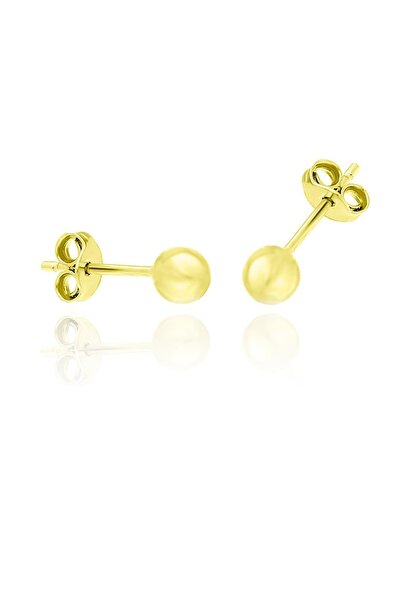 Aykat Gold Renk Gümüş Top Küpe Küçük Toplu Modeli Küpe 925 Ayar Kupe-467