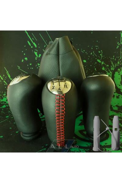 AutoAll Dacia Logan Sandero Leather Gear Shift Knob Black Gear Gaiter Set