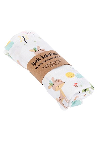 İpek Kehribar White Deer Muslin Cover Blanket 110x110