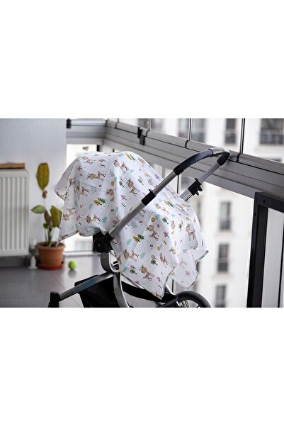 İpek Kehribar White Deer Muslin Cover Blanket 110x110