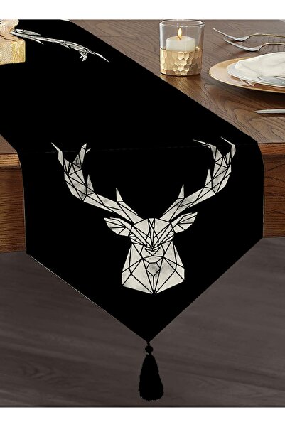 Realhomes خلفية سوداء تصميم الغزلان الرقمية المطبوعة الزخرفية معنقدة الشنيل م...