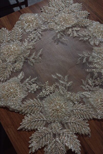 ER Çeyiz Boncuklu Firuze Salon Takımı 16 Parça Gümüşlük Vitrin Peçeteli Cappu...