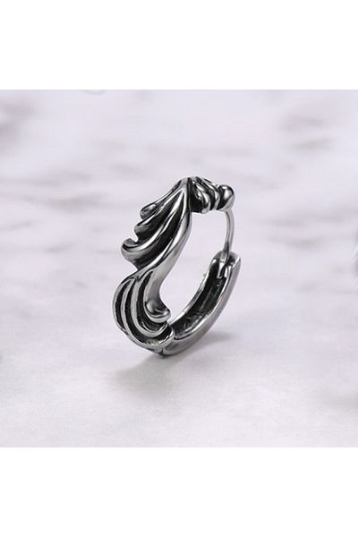 northstarshop Vintage Design Hoop 316l Biker Snap Steel Earrings (single)