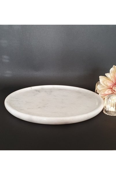 Panoramas Home Natural Marble Tray Presentation Tray 30cm