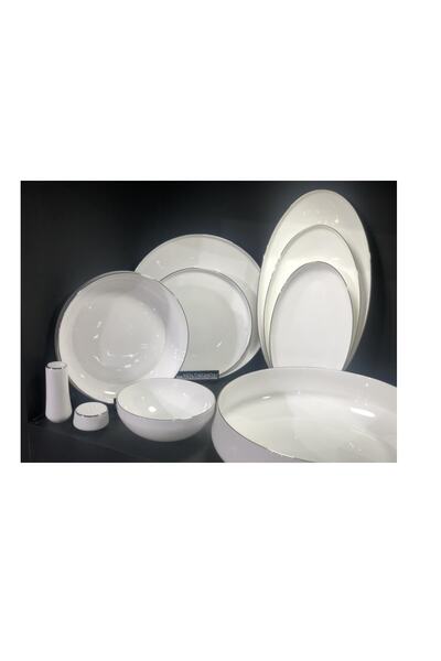 Koleksiyon Sufi 55 Parça 12 Kişilik Yemek Takımı Platin Yaldızlı