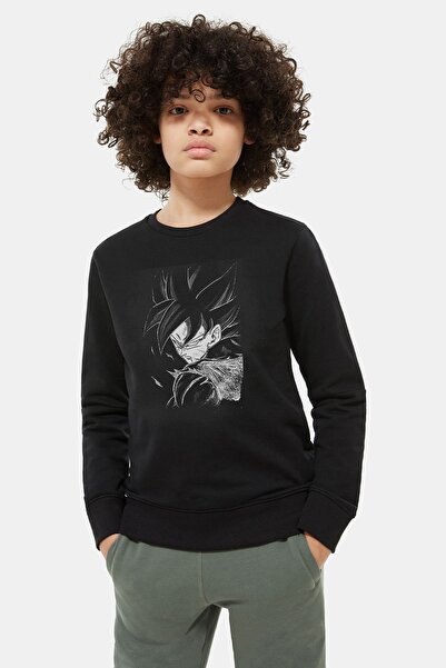 QIVI Unisex dečji crni anime Dragon Ball Štampano T-shirt