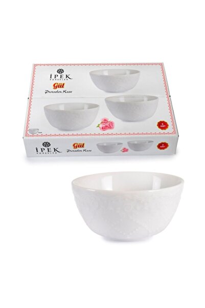 İpek Porselen 6 Lı Altın Yaldızlı Dantel Kase 10 cm Beyaz