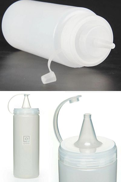 QNİAY Qchef Prep Bottle (1 PC) with Lid Salad Dressing Olive Oil Ketchup Mayonnaise Squeeze Sauce Bottle 500 ml