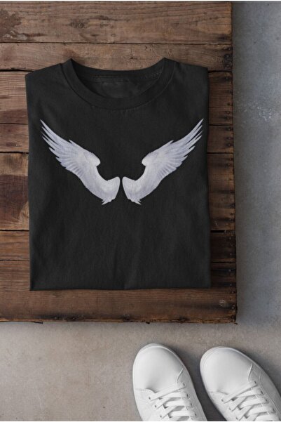Kio Tasarım Γυναικείο μπλουζάκι με στάμπα White Angel Wing 100% βαμβάκι