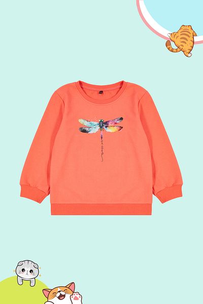 TRENDYOLKIDS Girl's Thin Butterfly Patterned Seasonal Knitted Sweatshirt - Crew Neck Tkdaw25sw00001