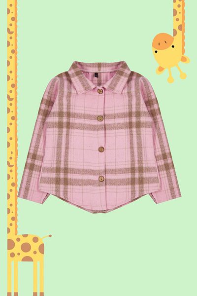 TRENDYOLKIDS Kockás mintás rózsaszín lány ing - TKDAW25GO00004