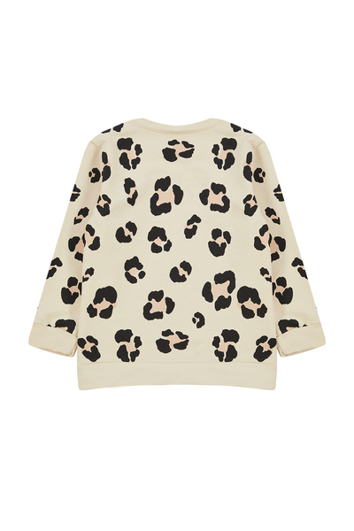 TRENDYOLKIDS Hanorac tricotat cu imprimeu leopard sezonier pentru fete bej TKDAW25SW00001