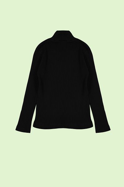 TRENDYOLKIDS Girl's Black Knitted T-Shirt - Stand Collar TKDAW25TS00005