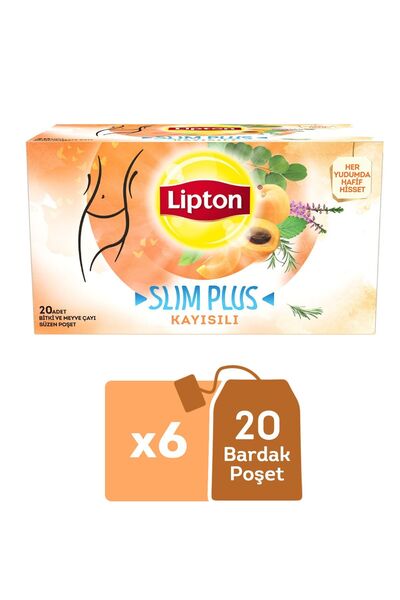 Lipton Slim Plus Kayısılı Karışık Bitki Çayı 20li X 6 Adet