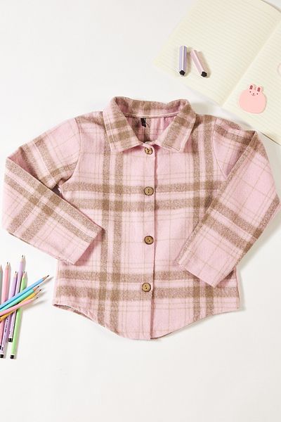 TRENDYOLKIDS Kockás mintás rózsaszín lány ing - TKDAW25GO00004