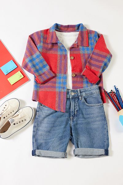 TRENDYOLKIDS Piros kockás lány ing - TKDAW25GO00005