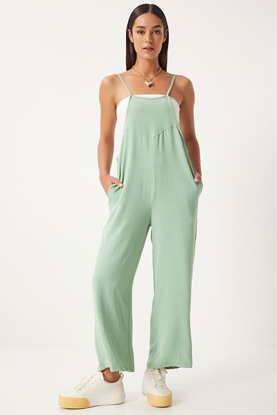Happiness İstanbul Grüner Gärtner-Overall für Damen – mit Taschen DD00910