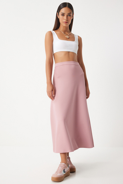 Happiness İstanbul A-line Women's Skirt - Powder, Loose Cut TO00148