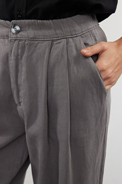 Trendyol Collection Γκρι ψηλόμεσο ελαστικό τζιν μπαλόνι - με Premium λεπτομέρεια ραφής TWOAW25JE00002