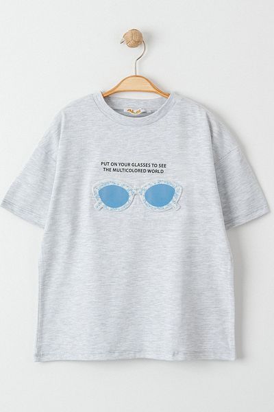 LADİN 8-12 Years Gray Children's T-Shirt - Printed, Model724680.1576