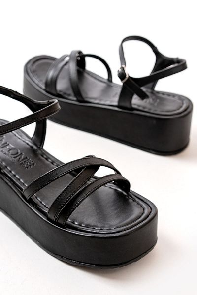 Aymood 861-1016 Model Black Wedge Women's Sandals