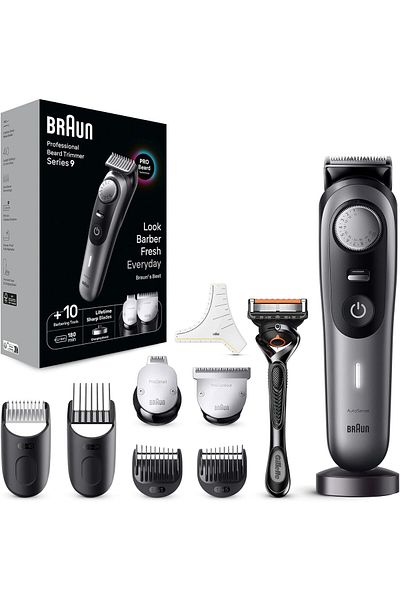 Braun Beard Trimmer Seies 9 Lifetime sharp ProBlade, ProWheel 40 Lengths, 180min Runtime - BT 9420