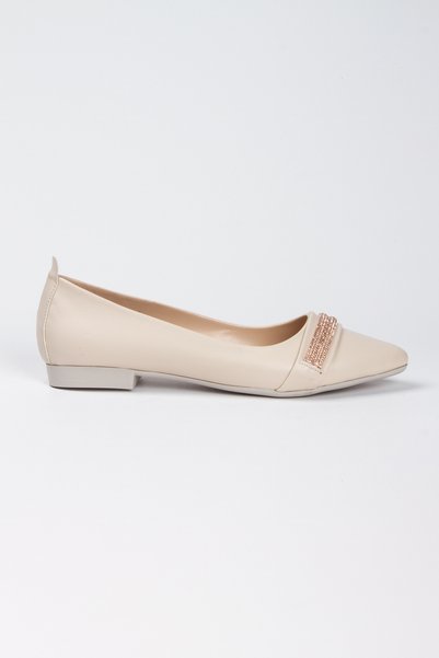 La Vivien Women's Beige Stoned Comfortable Ballerinas