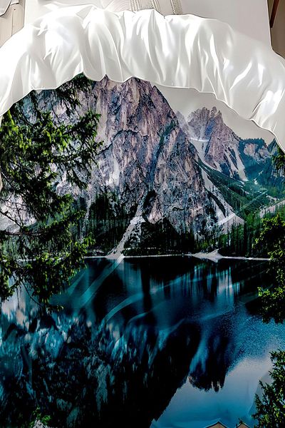 3D ELSE HALI Cotton Satin Double Duvet Cover Set - Desert Mountain Landscape Patterned Print