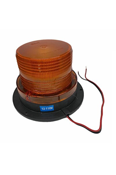 EMIR 12v-110v Çakar Flaş Tepe Lamba Mıknatıslı Kablolu Ledli (85*93 MM) Turuncu