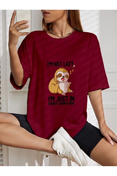 bellibone Μπλουζάκι με μοτίβο Koala Oversize - Εκτύπωση "I'm Not Lazy"