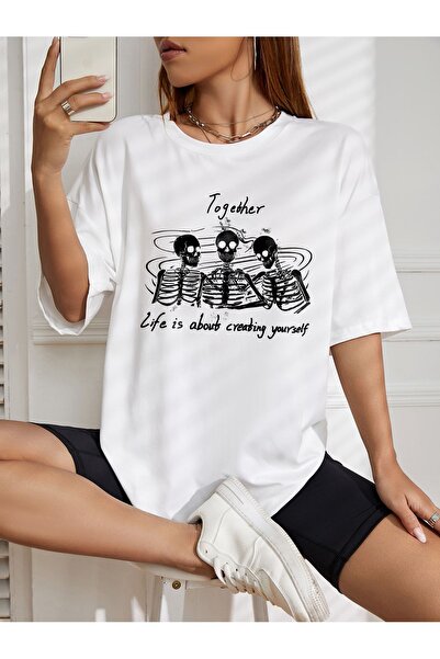 oversize birlikte baskılı baskılı T-shirt